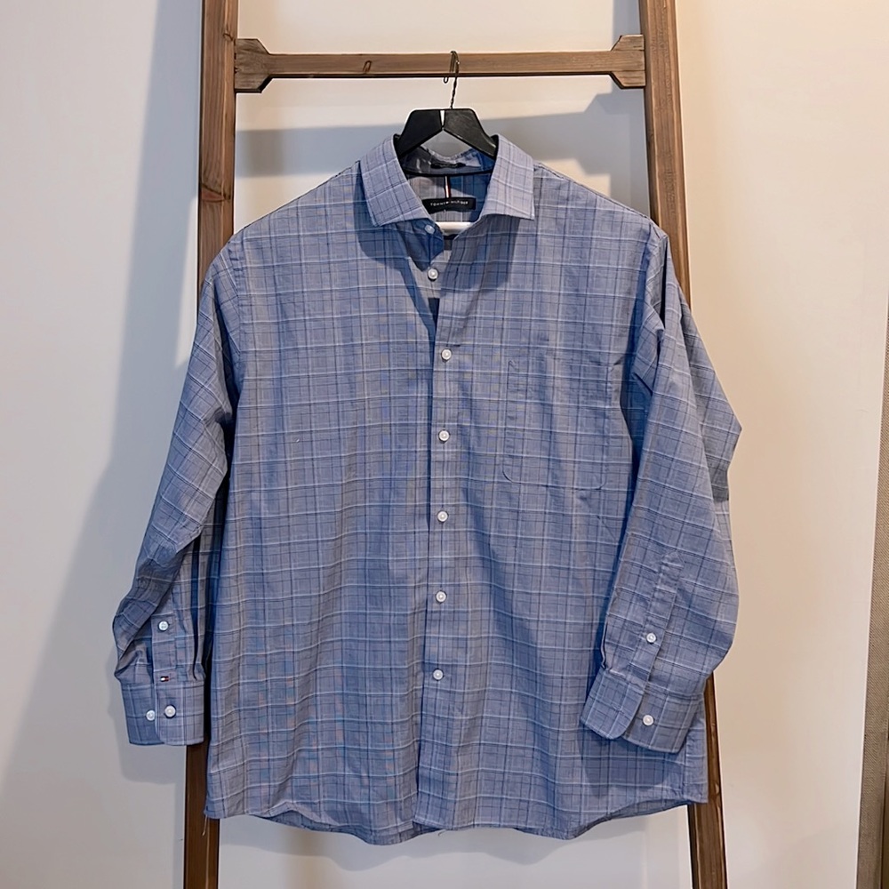 Tommy Hilfiger Navy Plaid Button Up